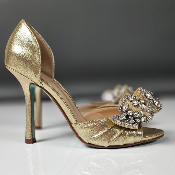 Betsey Johnson SB-LNDN GOLD Formal Heel Silver Rhinestones Princess Core - Picture 7 of 15